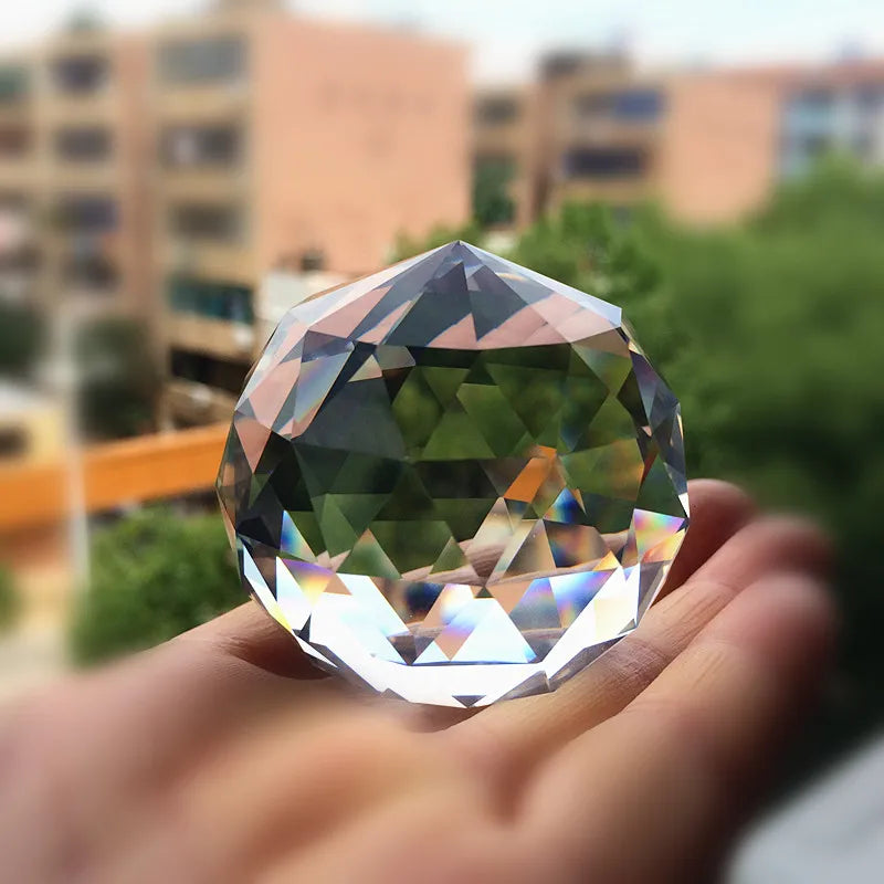 Bola Plana de Cristal K9, Colector de Arcoíris Brillante - Esferas Facetadas para Decoración del Hogar y Fotografía (40mm/50mm/60mm/80mm/100mm)