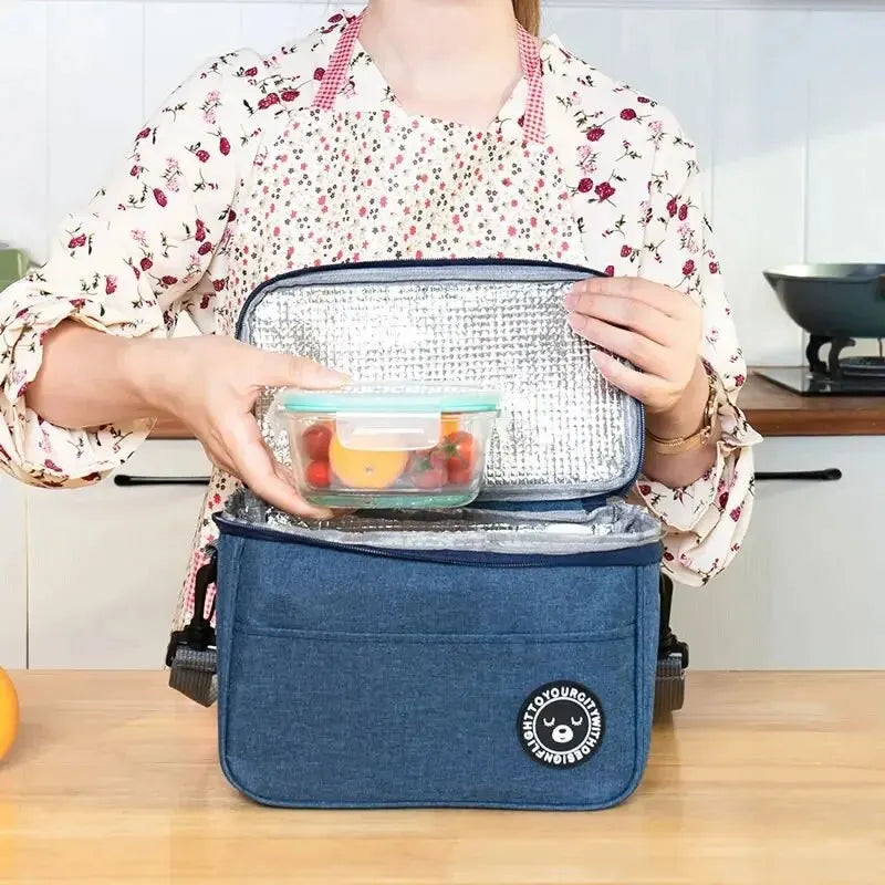 Bolsa Térmica Portátil para Almuerzo, Caja Insulada con Correa para Hombro, Bolsa Impermeable para Oficina y Comidas al Aire Libre
