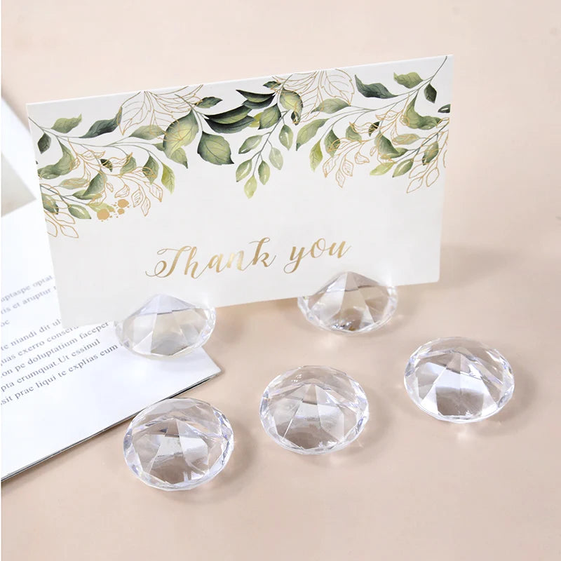 10 Pcs Soporte de Tarjeta de Mesa Diamante Acrílico, Clip de Tarjeta para Nombres o Fotos, Decoración de Boda y Aniversario