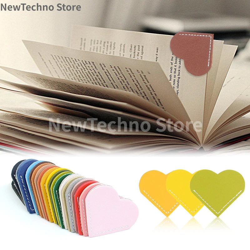 Marcador de Páginas de Corazón en Cuero PU - Original para Lectura, Material Escolar y Regalo para Estudiantes