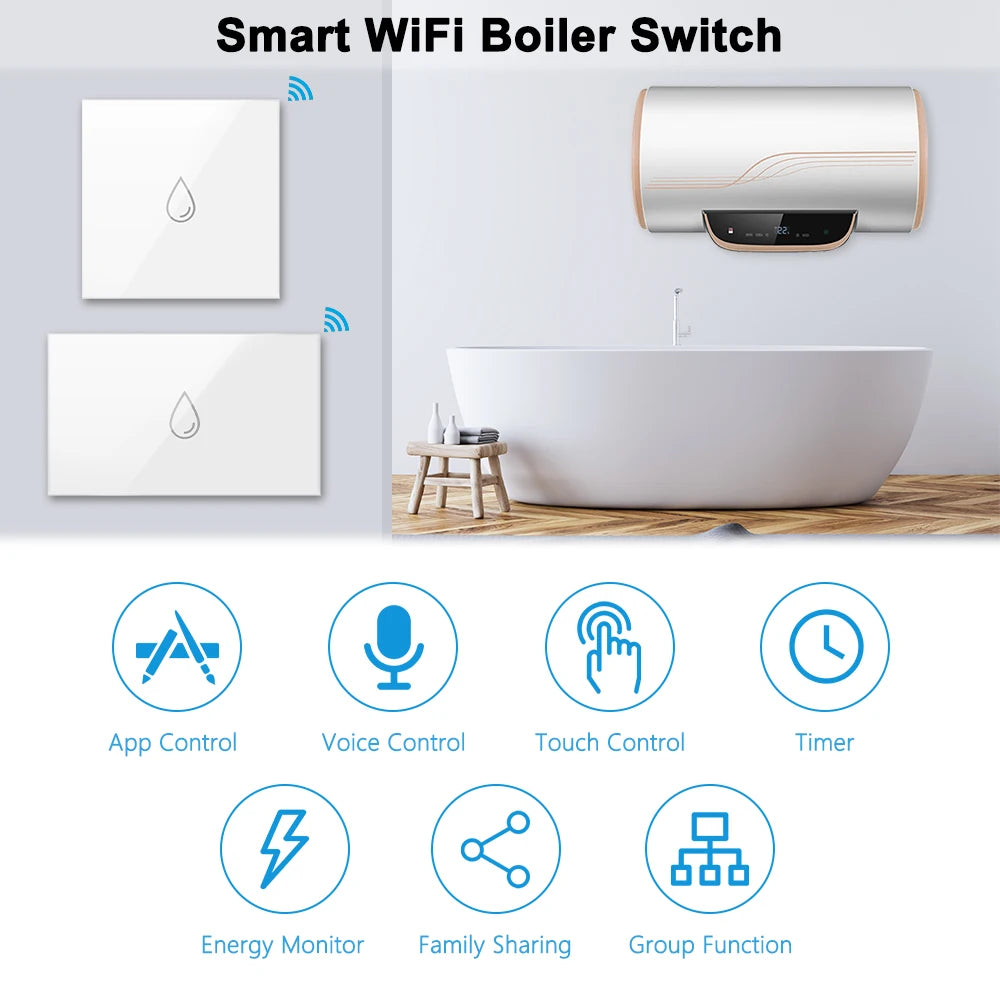 Interruptor de Calentador de Agua LoraTap WiFi | Control Remoto Smart Life Tuya, Monitoreo de Energía, Compatible con Alexa y Google Home