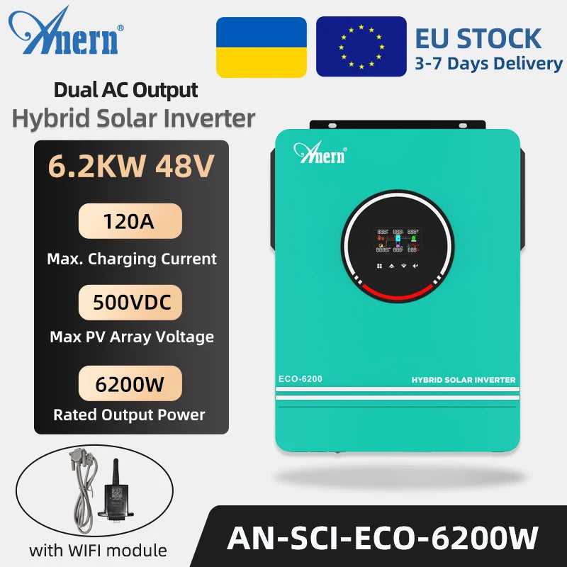 Inversor Solar Híbrido 10.2KW 6.2KW 4.2KW 3KW Off Grid Onda Sinusoidal Pura 48V 24V 12V 230VAC con MPPT 160A 120A 80A Cargador
