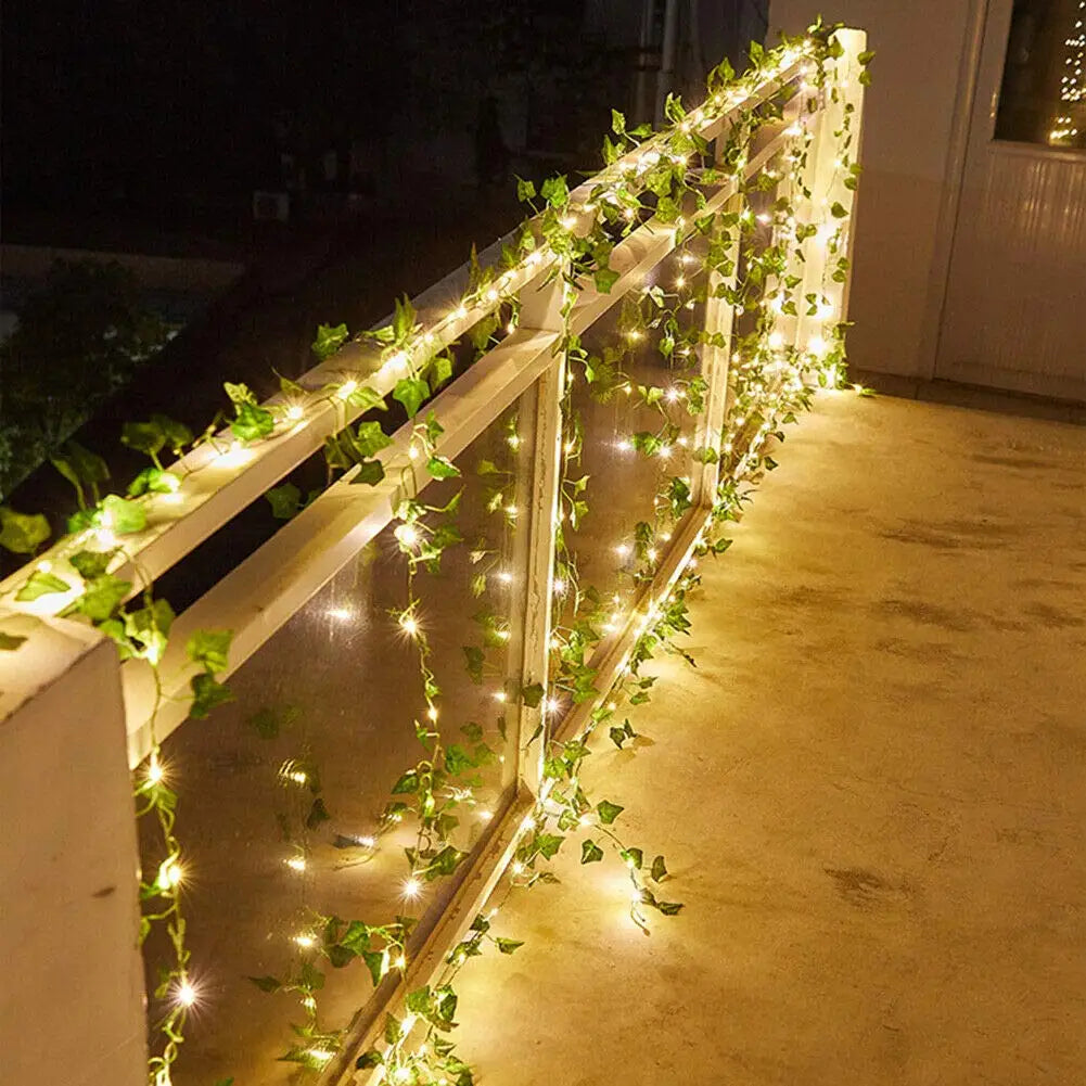 Guirnalda de Luces Solares de Hojas de Arce Impermeables para Exteriores - 10M/5M/2M, 20/50/100 LEDs, Decoración para Jardín, Navidad, Boda y Fiesta