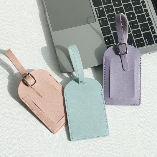 Etiquetas de Equipaje de Cuero Sintético para Hombres y Mujeres – Identificadores de Maletas con Cubierta de Privacidad Completa