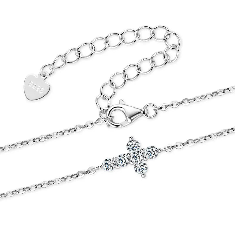 Pulsera de plata S925 con Cruz de moissanita de 0,6 quilates, brazalete clásico versátil, estilo europeo y americano, sencillo, para fiesta y uso diario