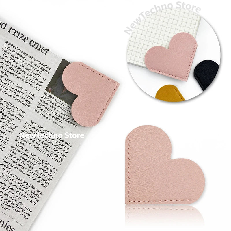 Marcador de Páginas de Corazón en Cuero PU - Original para Lectura, Material Escolar y Regalo para Estudiantes