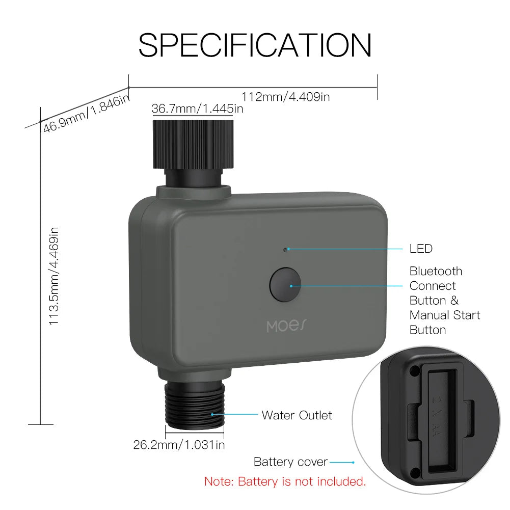 MOES Smart Tuya Bluetooth Garden Water Timer – Riego Automático Programable con Retraso por Lluvia