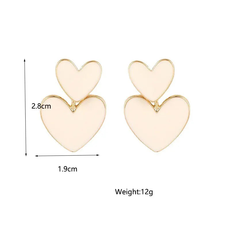Pendientes Dangle Dobles en Blanco y Negro para Mujeres - Joyas Geométricas de Corazón para Bodas y Regalos
