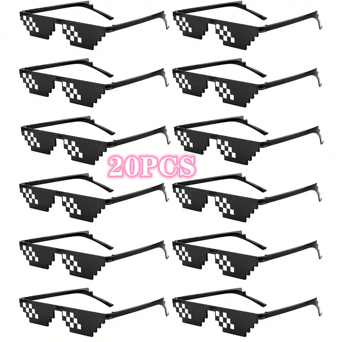 Gafas de Sol Pixeladas de 8 Bits para Adultos y Adolescentes - Paquete de 6 o 20 Piezas, Accesorios para Fiesta y Fotos