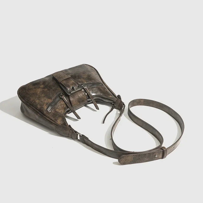 Bolsos Retro con Diseño de Correa, Cuero PU para Mujer 2024, Pequeños Bolsos Vintage Estilo Y2K, Bolsos de Hombro Cruzados de Moda