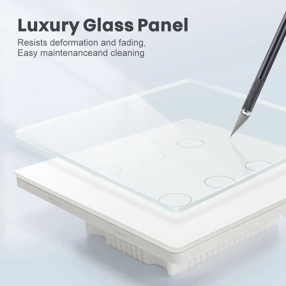 Interruptor Táctil Inteligente Wifi Tuya para Luces en Brasil, 4*4 sin Cable Neutro, 4/6 Gang, Control Remoto RF433, Smart Life, Compatible con Alexa y Google Home
