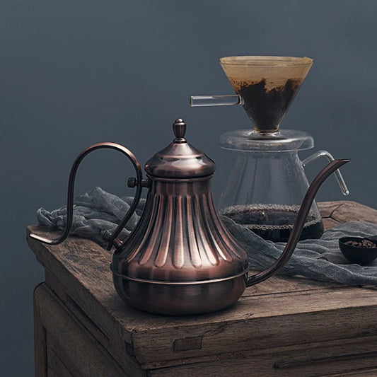 Hervidor de café de acero inoxidable, tetera de goteo con cuello de cisne Retro, 420ml/650ml, para hogar y cafetería