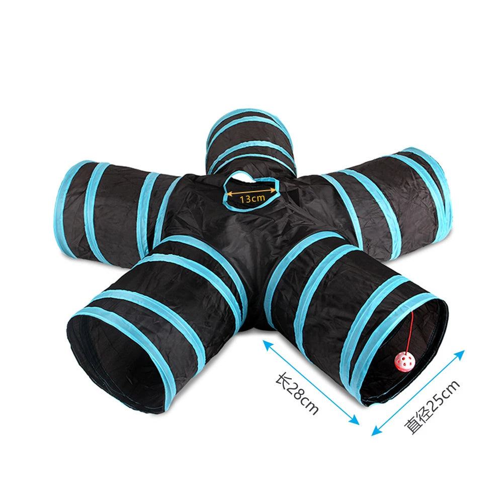 Sonajero para Gatos y Túnel de Papel Arrugado, Juguetes para Gatos Pequeños, Túnel Plegable de Poliester y Algodón, Tienda y Juguetes para Gatos, 21 Piezas
