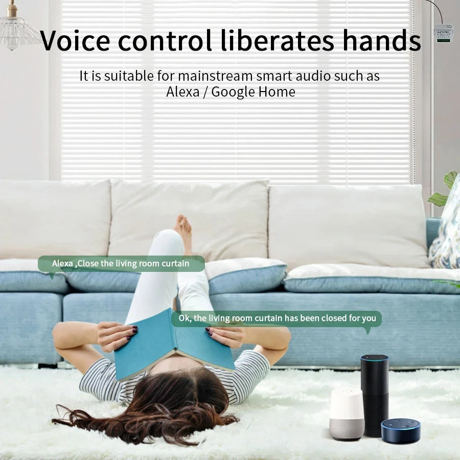 Interruptor de Cortina Inteligente WiFi Tuya Persiana Enrollable Control Remoto RF433MHz para la Aplicación Smart Life Compatible con Google Home Alexa