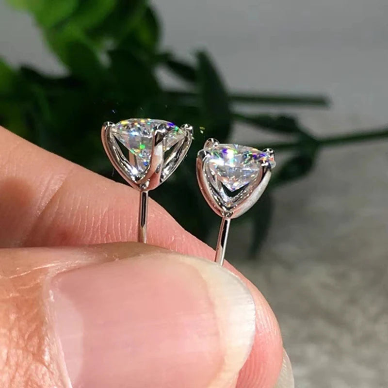 Pendientes de moissanita de Color D para mujer y niña, aretes de plata de ley 0,5, Piercing brillante, joyería fina, 925-1 quilate