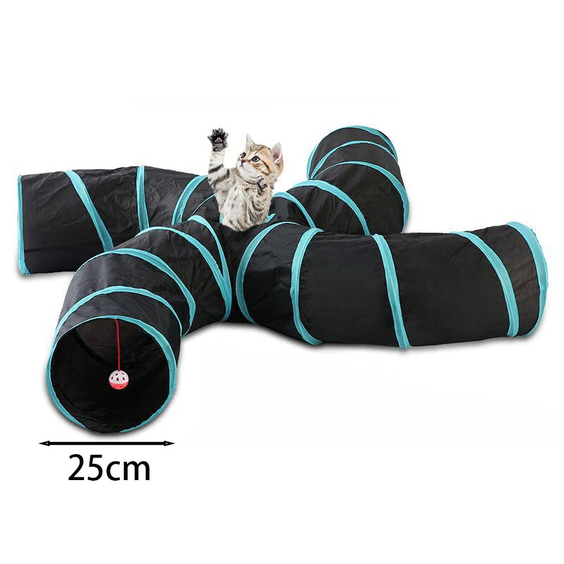 Sonajero para Gatos y Túnel de Papel Arrugado, Juguetes para Gatos Pequeños, Túnel Plegable de Poliester y Algodón, Tienda y Juguetes para Gatos, 21 Piezas