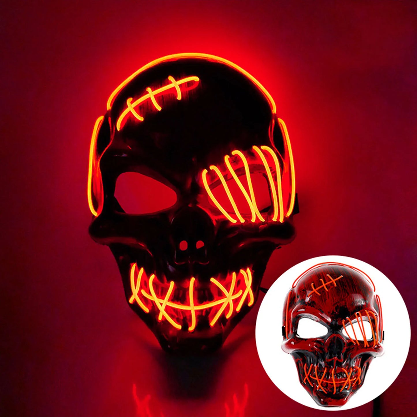 Máscara Luminosa de Un Ojo para Halloween, Accesorios de Cosplay con Luces LED, Máscara de Horror para Carnaval y Fiesta de Disfraces