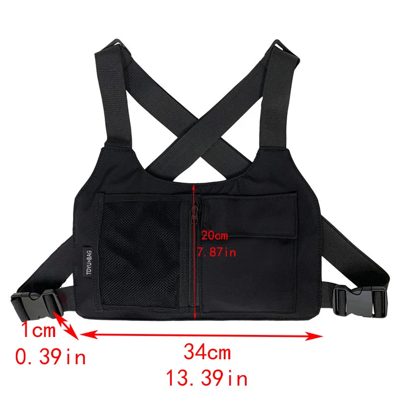 Bolsa de Pecho Unisex Hip-hop Streetwear, Mochila Táctica Multifuncional de Alta Calidad en Nylon