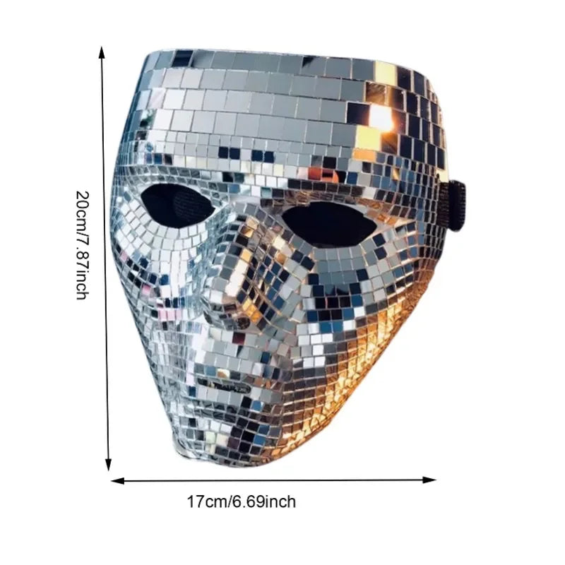 Máscara Brillante de Esfera Disco con Efecto Espejo - Ideal para Fiestas de Halloween y Mascaradas