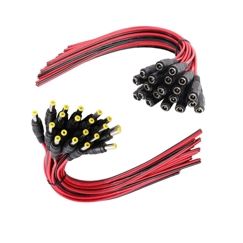 Cable de Alimentación Pigtail 12V DC para Cámara CCTV, 10 Piezas, Conector Macho y Hembra 5.5*2.1 mm
