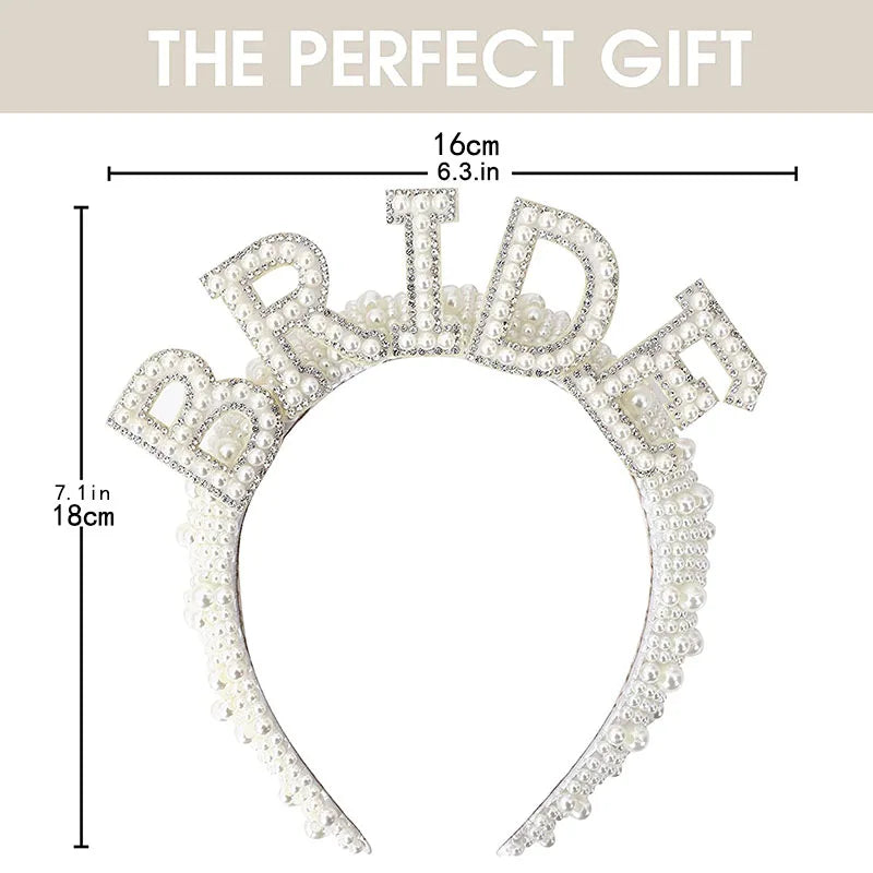Diadema de Perlas "Bride to Be" – Corona para Fiesta de Despedida de Soltera, Boda y Bridal Shower