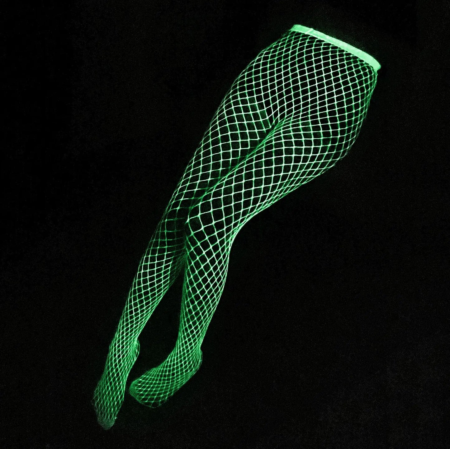 Medias Luminiscentes Mágicas para Mujer - Tights de Malla Elástica Plus Size, Crotchless, Brillan en la Oscuridad para Pole Dance
