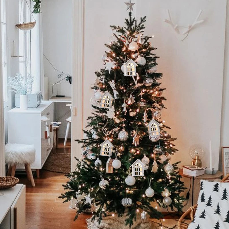 Guirnalda de Luces LED en Forma de Casa de Madera – Decoración para Bodas, Fiestas y Navidad