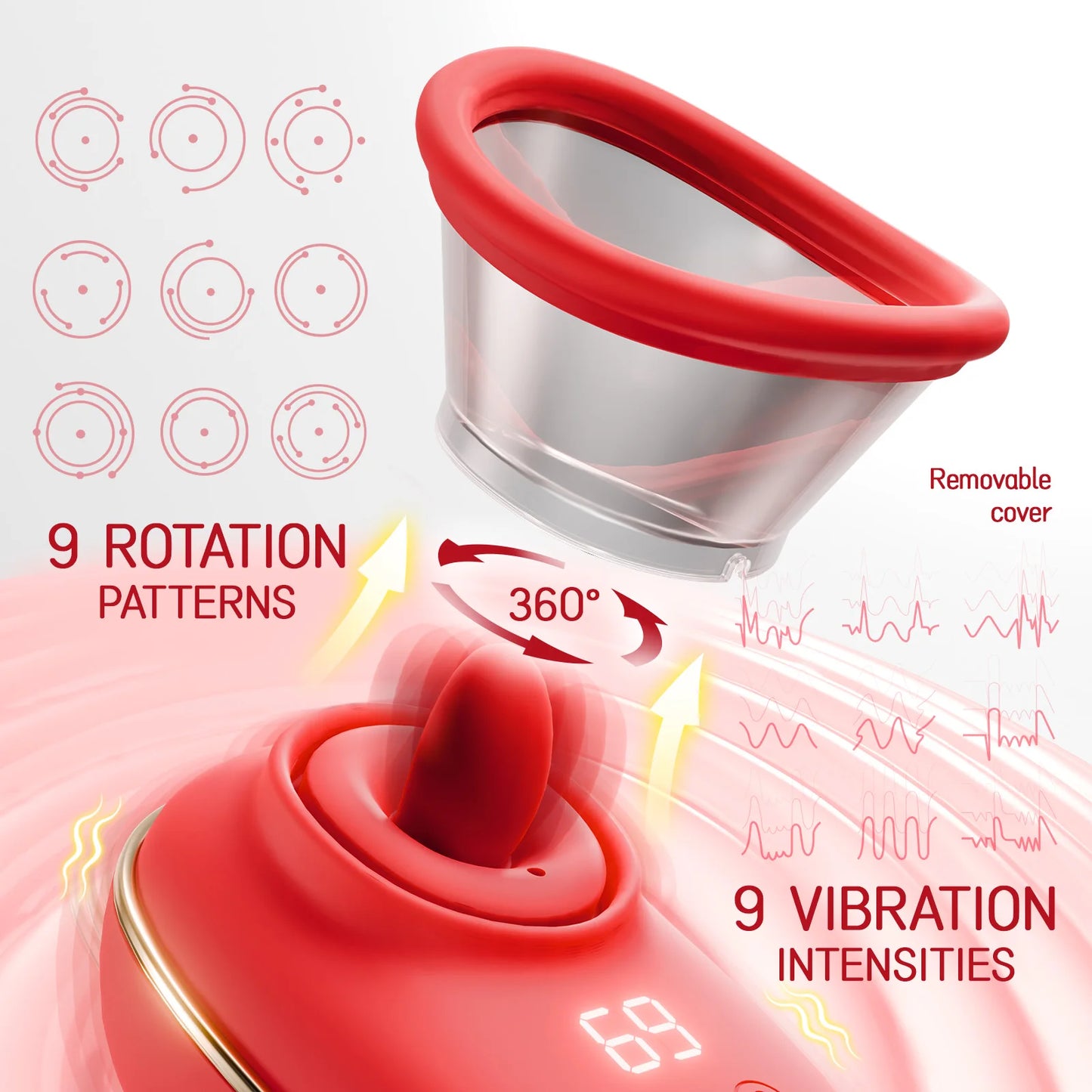 Vibrador de Succión Clitorial 2 en 1 con Lengua Lamiendo y Vibración, Estimulador de Pezones y Masturbador Femenino