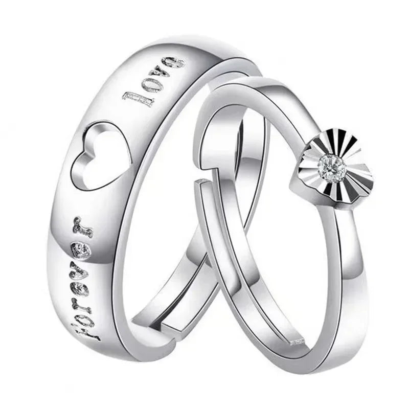 Anillo de Compromiso Moissanita con Diseño Abierto - Anillo Clásico de Pareja para Hombres y Mujeres, Anillo de Boda