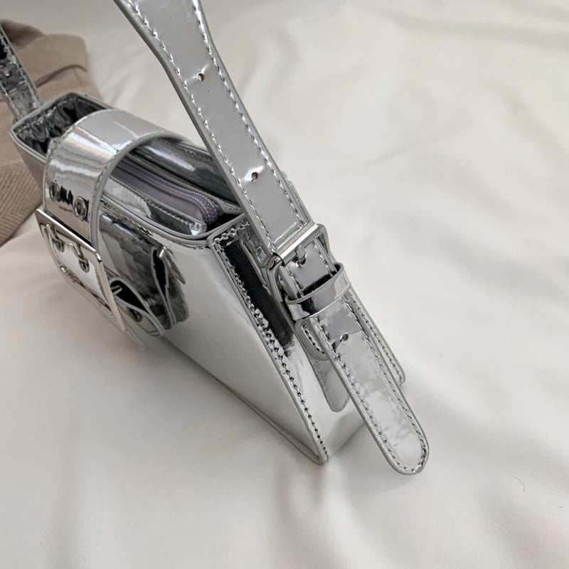 Fashion Women Handbag PU Leather Shoulder Bags Female Casual Solid Color Messenger Bag for Women Luxury Silver Underarm Bag