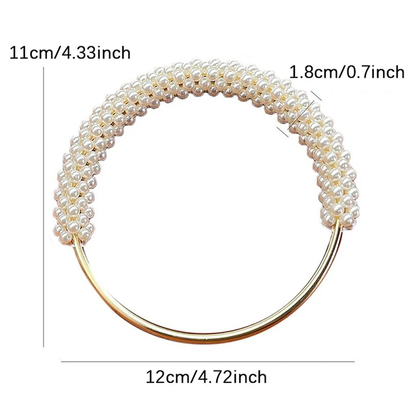 1PC Mango de Bolsa de Perlas de Estilo Elegante con Anillo Metálico y Cuentas Coloreadas para DIY, Accesorios de Mano para Bolsos y Carteras