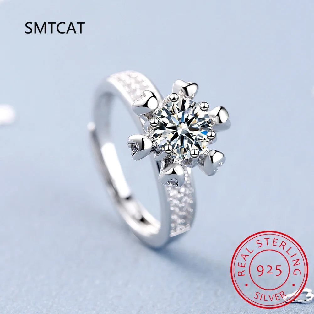 Anillo de compromiso de moissanita de 5,0 CT para mujer, sortija de diamante de laboratorio chapada en oro blanco de 14K, sortija de boda de plata de ley, joyería fina