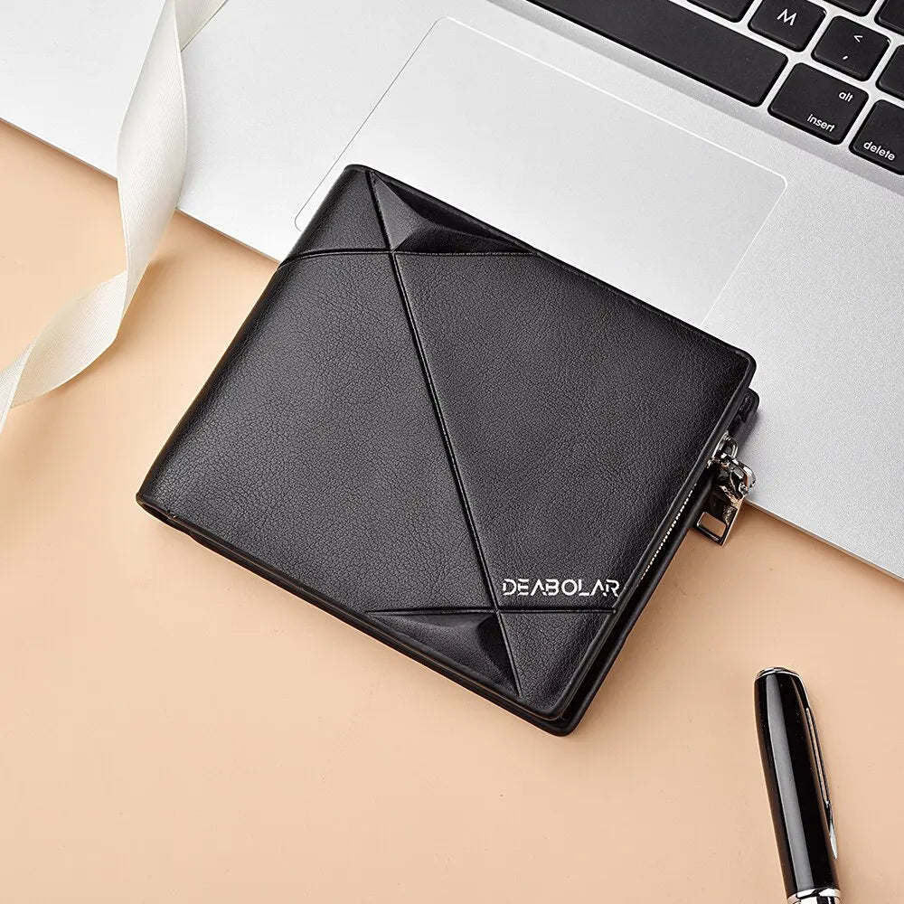 Cartera Corta para Hombre, Tarjetero de Alta Calidad con Bolsillo para Monedas y Cremallera, Diseño Casual y Multifuncional