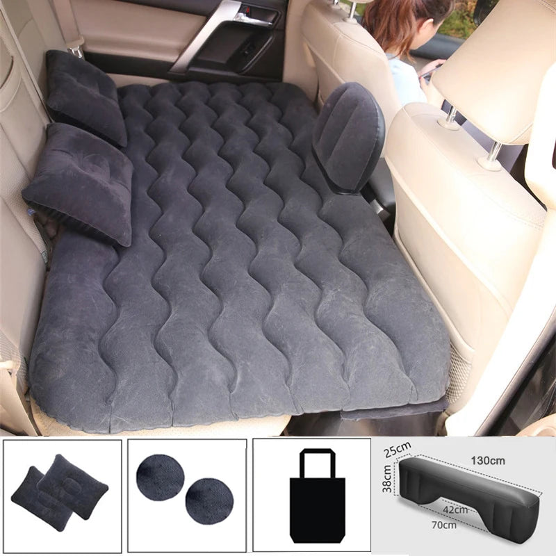 Colchón Inflable para Auto y Viaje Universal para Asiento Trasero | Sofá Multiusos para Camping y Almohadas | Cama Portátil 70x130cm