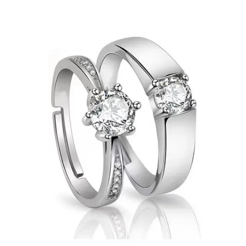 Anillo de Compromiso Moissanita con Diseño Abierto - Anillo Clásico de Pareja para Hombres y Mujeres, Anillo de Boda