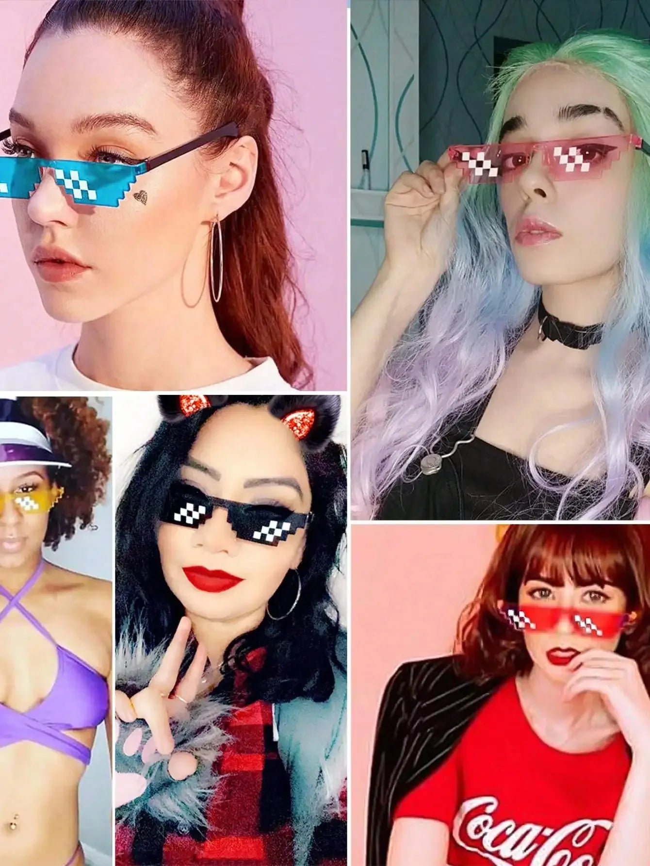 Gafas de Sol Pixeladas de 8 Bits para Adultos y Adolescentes - Paquete de 6 o 20 Piezas, Accesorios para Fiesta y Fotos