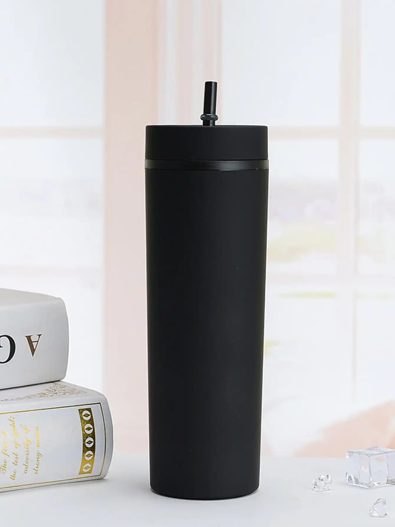 Vaso Tumbler con Tapa y Popote | Copa de Plástico Doble Capa para Jugos, Bebidas y Más | Regalo para Fiestas y Festivales