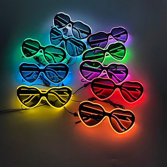 LED Neon Heart Shaped Glasses for Women, Fluorescent Bars,Party,Christmas, New Year, Bride to be, Wedding, Rave Accessories,