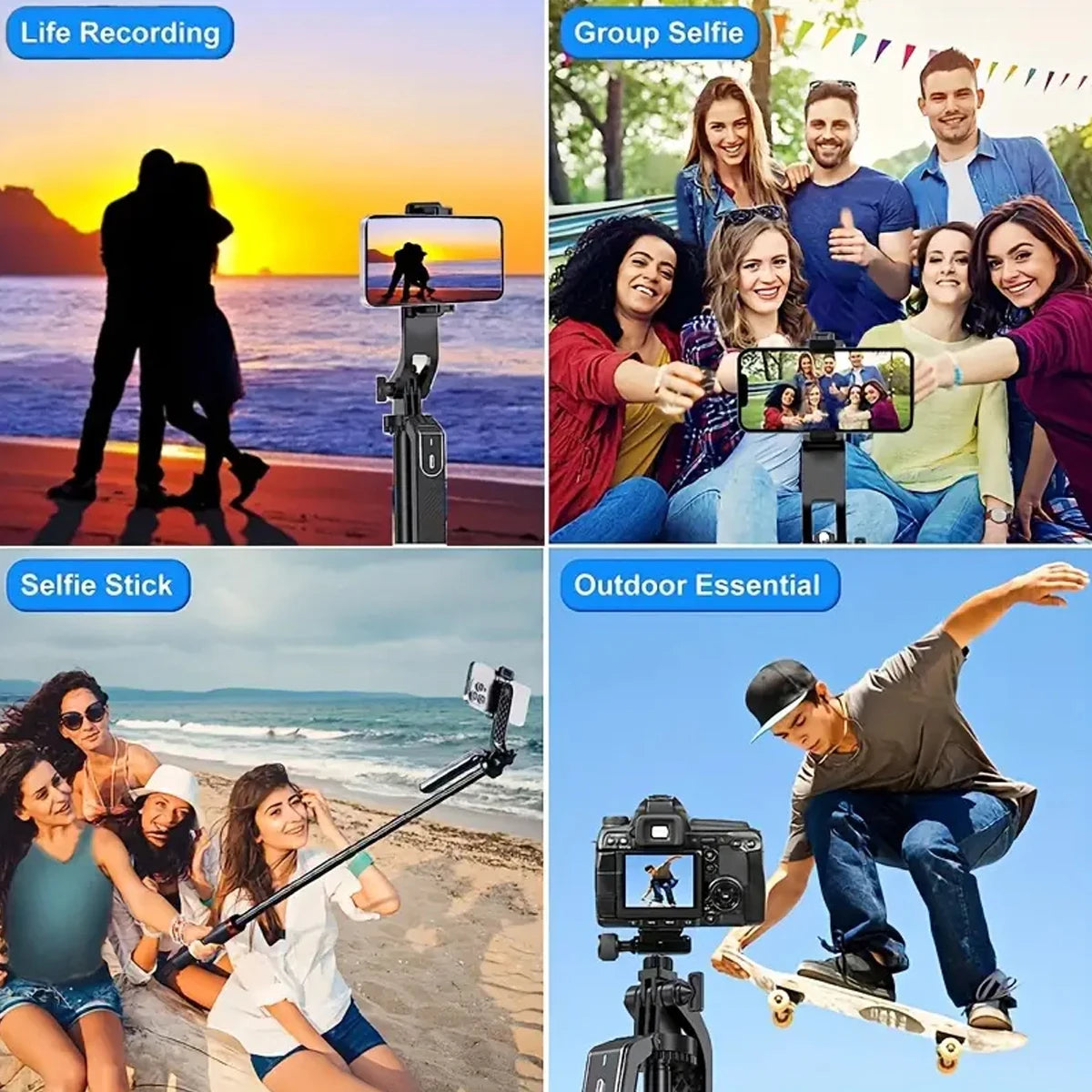 Trípode Profesional Portátil para Cámara con Control Remoto Inalámbrico y Rotación 360° para Grabación de Videos y Streaming en Vivo