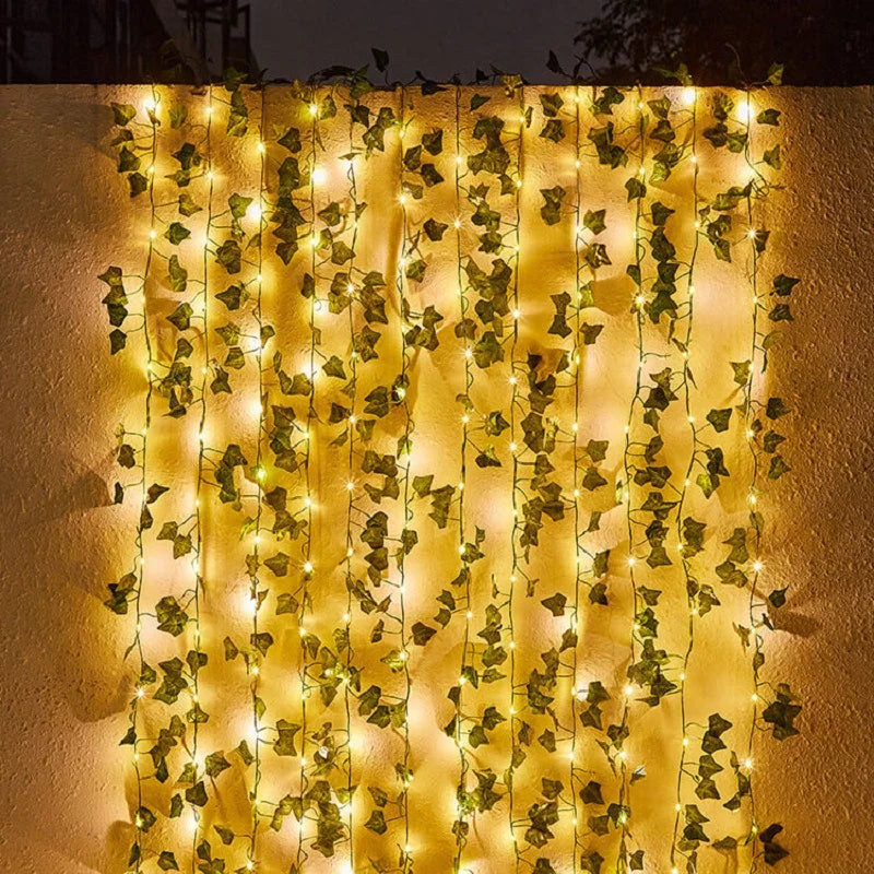 Guirnalda de Luces Solares de Hojas de Arce Impermeables para Exteriores - 10M/5M/2M, 20/50/100 LEDs, Decoración para Jardín, Navidad, Boda y Fiesta
