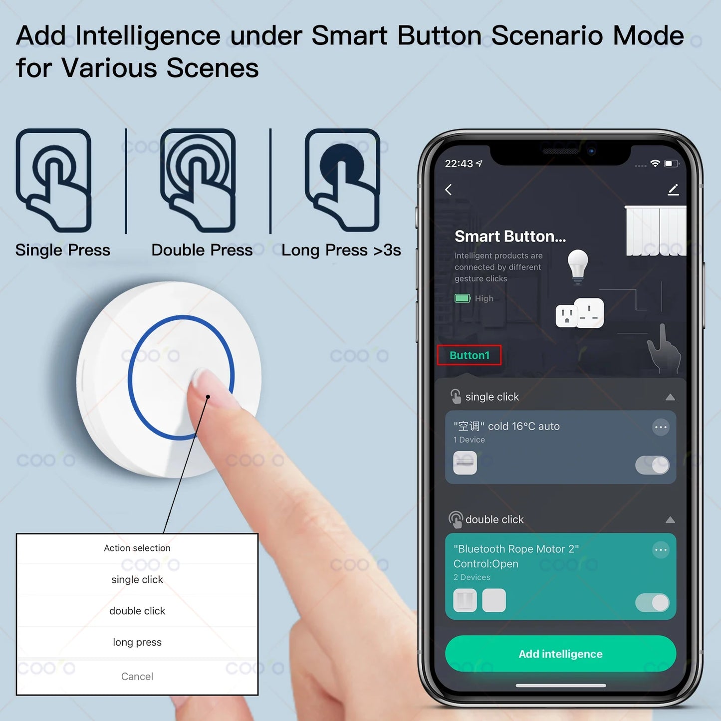 Interruptor Inteligente Tuya ZigBee con Botón Push Inalámbrico - Controlador de Escenas Automatizadas, Alimentado por Batería