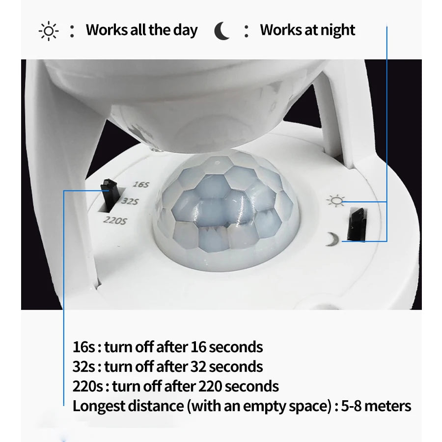 Porta Lámpara con Sensor de Movimiento E27 LED, Interruptor Inteligente PIR, Interruptor de Luz Inteligente, Sensor Infrarrojo de Cuerpo Humano, Base de Lámpara con Detector de Movimiento