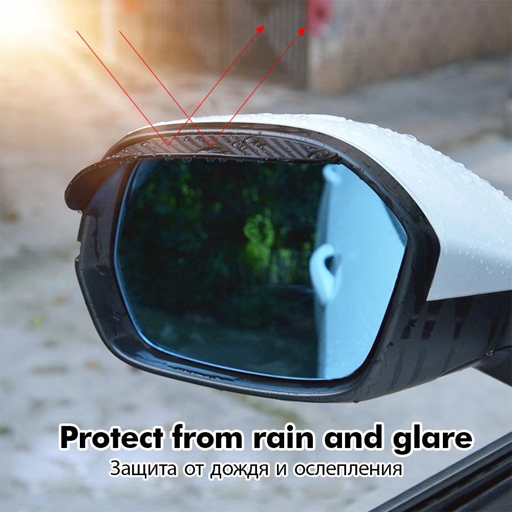 2PCS Visera Protectora para Retrovisor - Protector Antilluvia de Fibra de Carbono para Espejo Retrovisor de Auto