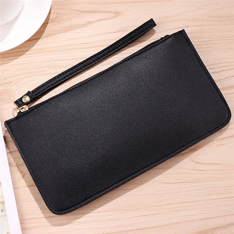 Cartera de Mano de Mujer en PU Cuero con Cremallera – Billetera Largo para Teléfono y Tarjetas, 6 Colores Disponibles