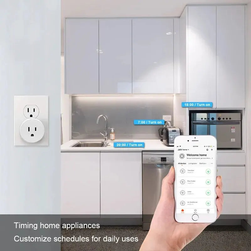 Enchufe Inteligente EWeLink Wifi+Bluetooth para Tomacorriente USA: Control Inalámbrico, Escenarios de Hogar Inteligente y Compatibilidad con Asistente de Voz Google Home