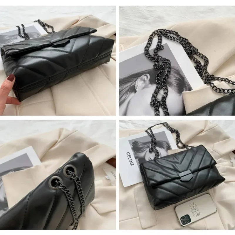 Nuevos Bolsos Crossbody Casual con Cadena para Mujer, Bolso de Hombro Sencillo de Moda, Bolsos de Diseñadora para Mujer, Bolsos Mensajeros de Cuero PU