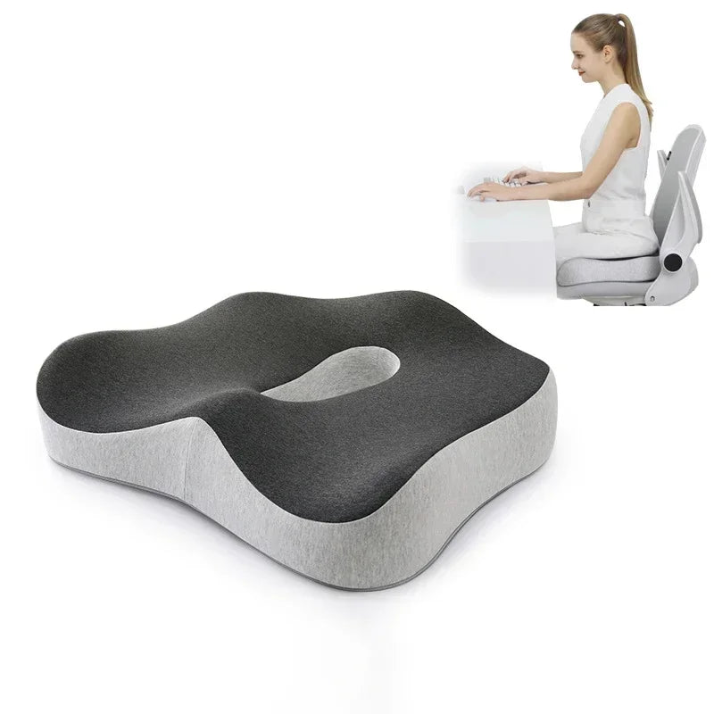 Cojín de Espuma con Memoria para Silla de Oficina y Coche: Soporte Lumbar con Masaje, Almohada Ortopédica para la Espalda, Coxis y Glúteos