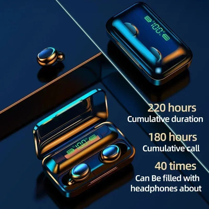 Auriculares TWS F9-5 Bluetooth 5.3 Inalámbricos con Micrófono, Estéreo HiFi, Deportivos, Resistentes al Agua y Ayudas Auditivas