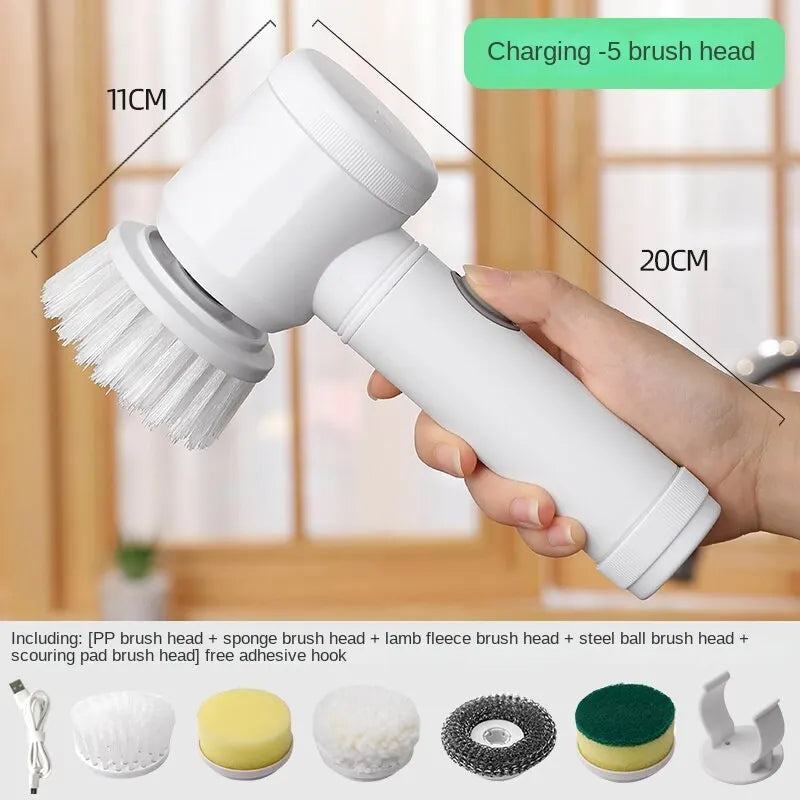 Brocha de Limpieza Eléctrica Multiusos para Cocina y Baño - Cepillo Inalámbrico Portátil para Platos, Ollas y Sartenes