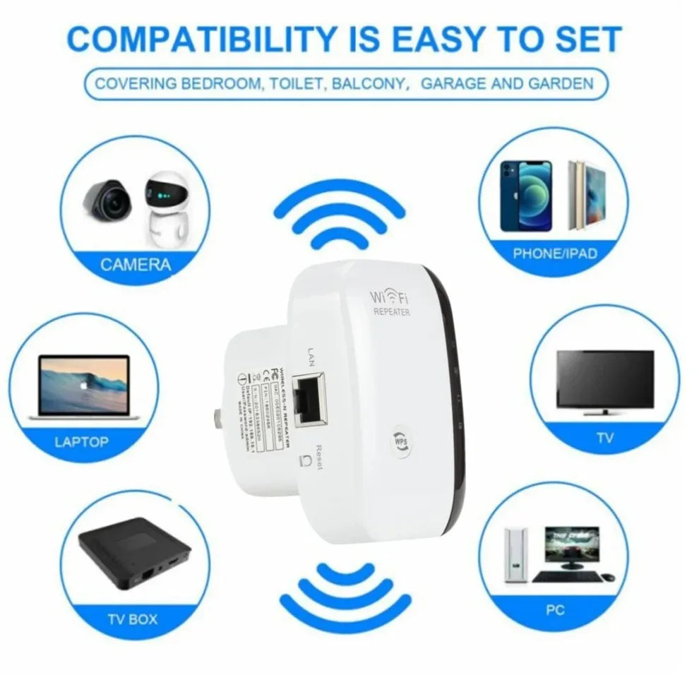 Repetidor WiFi 300Mbps LccKaa Inalámbrico 2.4G - Extensor de Rango, Amplificador de Señal y Repetidor 802.11N/B/G